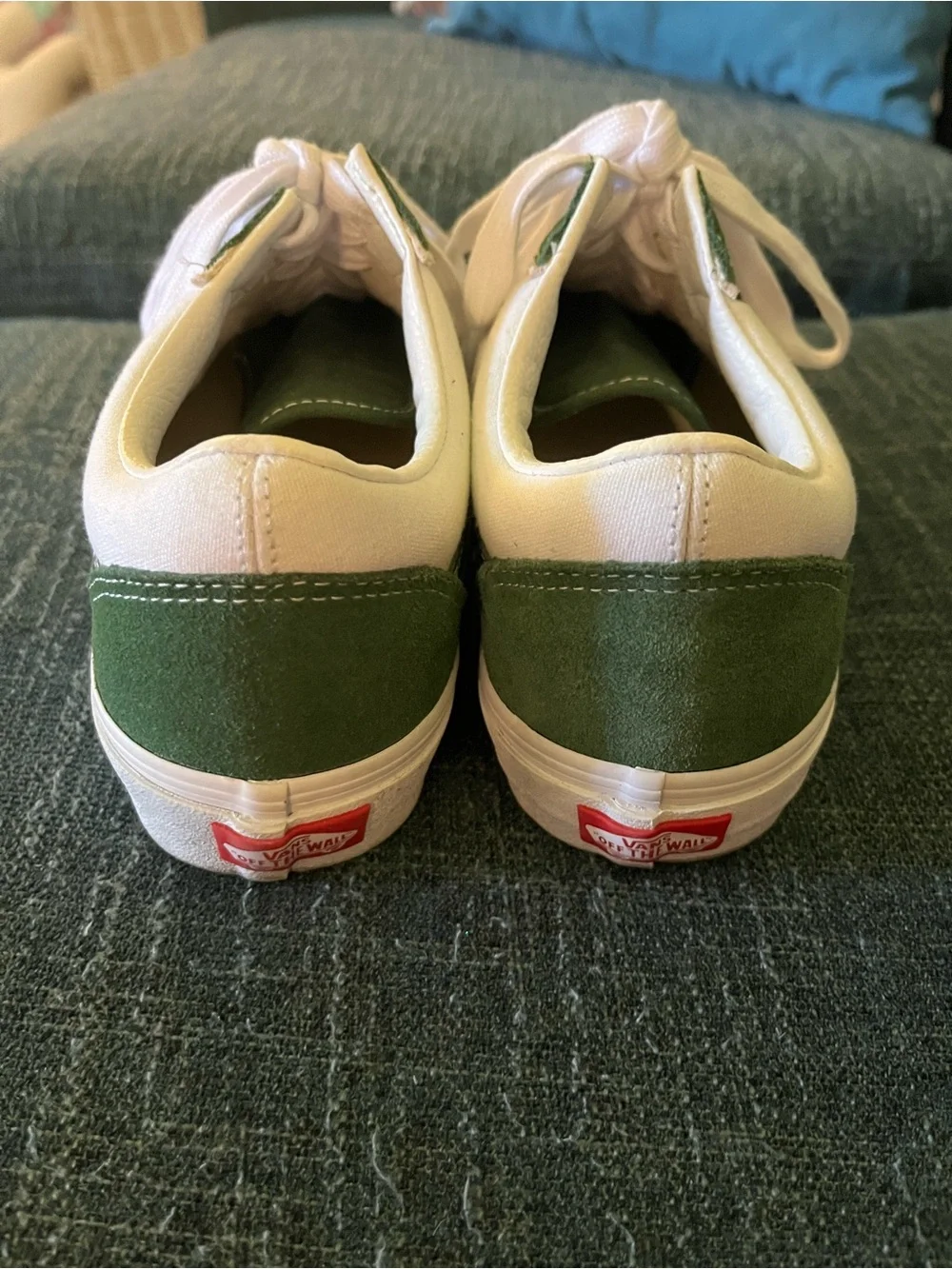 Vans Green and White Lightning Bolt Low-Top Skate Shoes